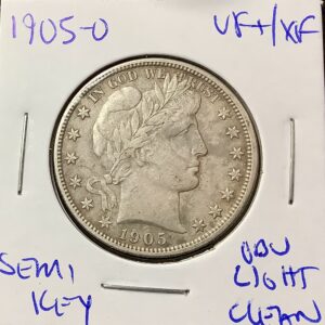 1905-O Silver Barber Half Dollar VF+/XF Detail Light Clean Scarce Semi Key Date