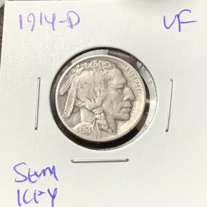 1914-D Buffalo Nickel Scarce Date Original Surfaces VF Lightly Toned Semi Key